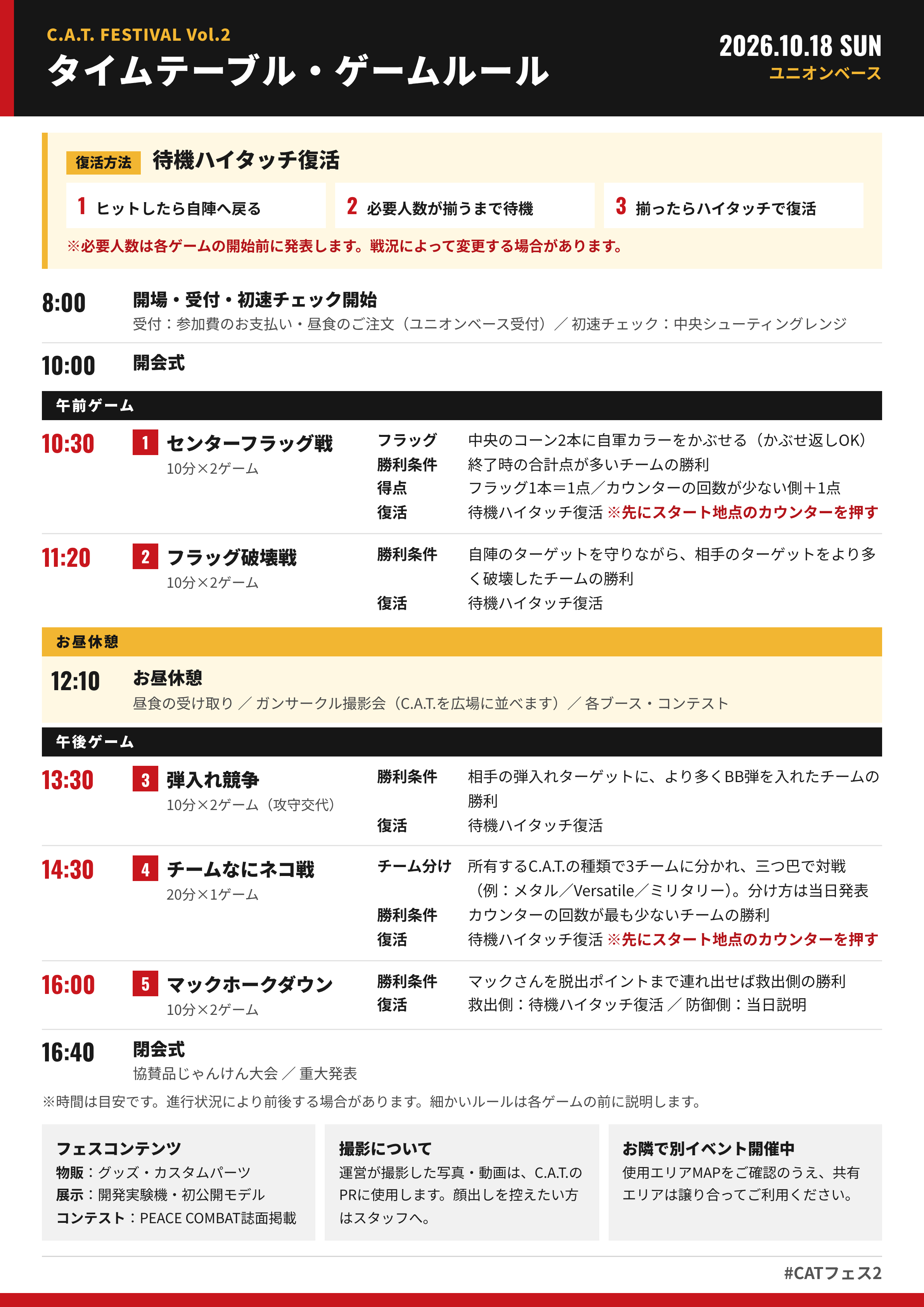 当日のタイムテーブル